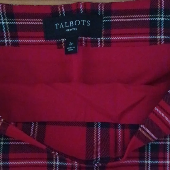 NWOT Talbots Red Plaid Pencil Skirt - Picture 2 of 7